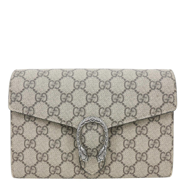 GUCCI Dionysus GG Supreme Canvas Chain Wallet Crossbody Bag Beige 401231
