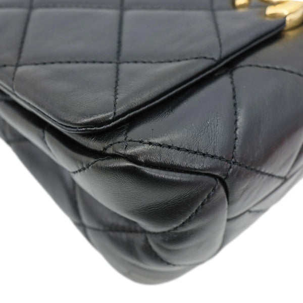 CHANEL Match Flap Small Quilted Lambskin Leather Crossbody Bag Black