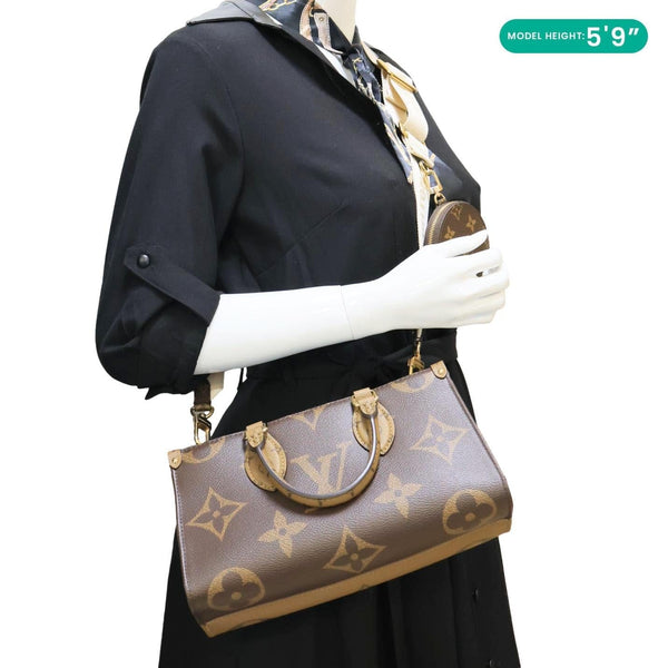 LOUIS VUITTON On-The-Go East West Monogram Canvas Chain 2way Shoulder Bag Brown