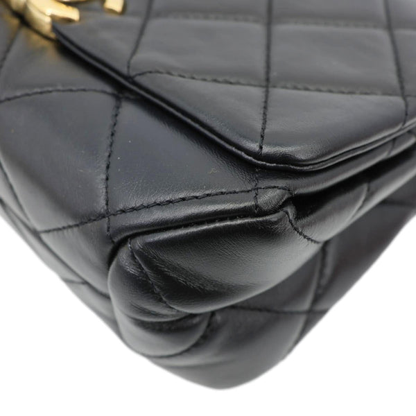 CHANEL Match Flap Small Quilted Lambskin Leather Crossbody Bag Black