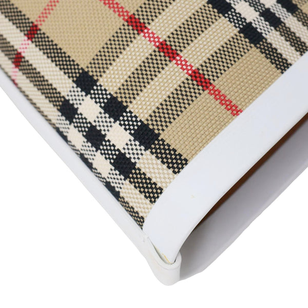 BURBERRY London Medium Vintage Check Canvas Tote Bag White