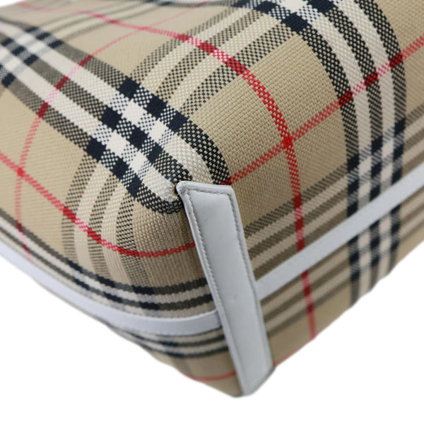 BURBERRY London Medium Vintage Check Canvas Tote Bag White