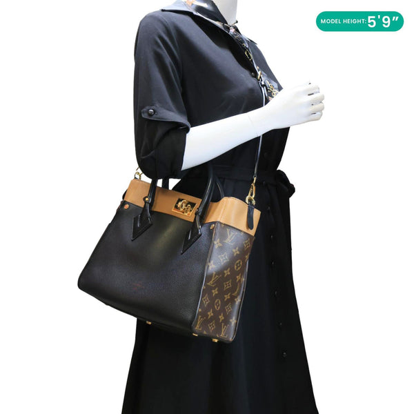 LOUIS VUITTON On My Side MM Monogram Canvas Leather Shoulder Bag Black