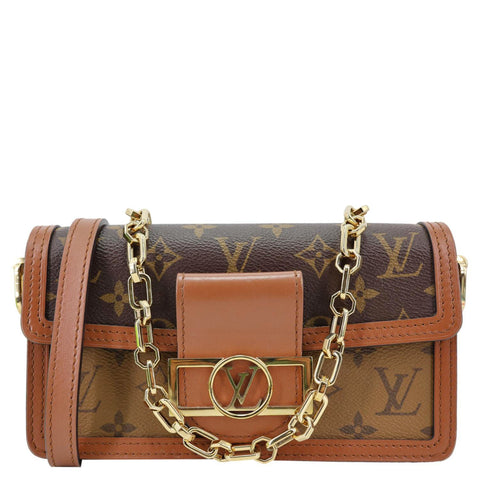 LOUIS VUITTON Dauphine East West Reverse Monogram Canvas Shoulder Bag Brown