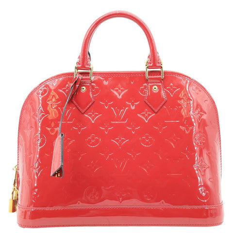 LOUIS VUITTON Alma PM Monogram Vernis Satchel Bag Red