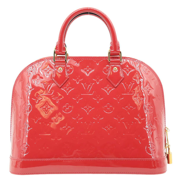 LOUIS VUITTON Alma PM Monogram Vernis Satchel Bag Red