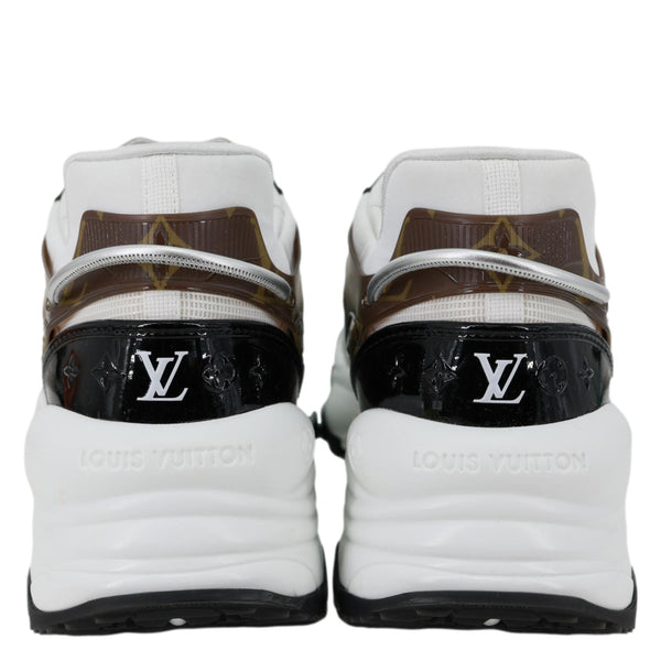 LOUIS VUITTON Run 55 Trainers Monogram Canvas Leather Sneakers White