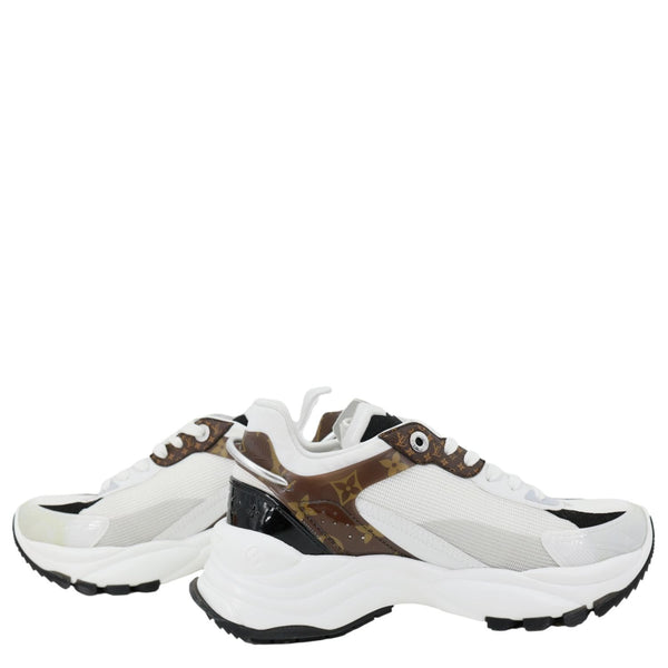 LOUIS VUITTON Run 55 Trainers Monogram Canvas Leather Sneakers White