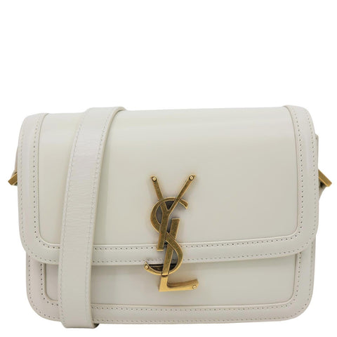 YVES SAINT LAURENT Solferino Small Calfskin Leather Shoulder Bag Off White