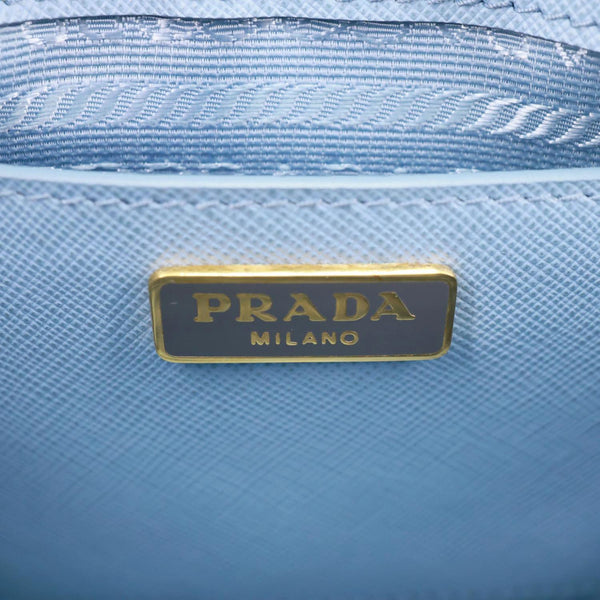 PRADA Promenade Saffiano Lux Leather Shoulder Bag Blue