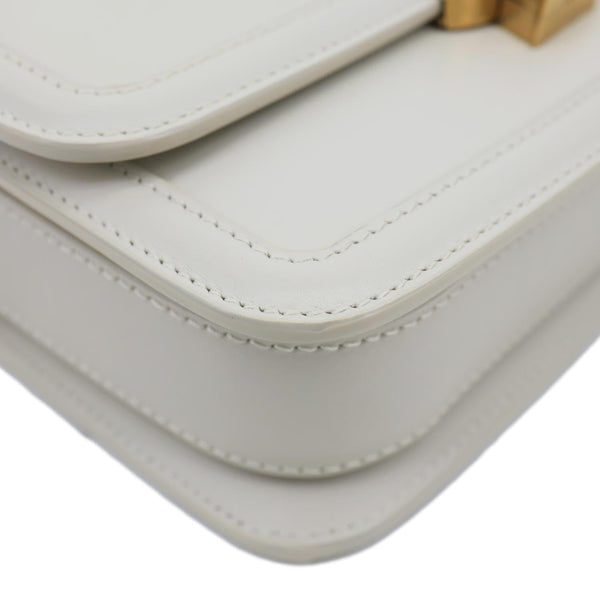 YVES SAINT LAURENT Solferino Small Calfskin Leather Shoulder Bag Off White