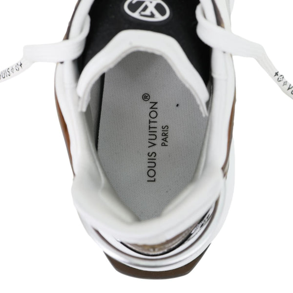 LOUIS VUITTON Run 55 Trainers Monogram Canvas Leather Sneakers White