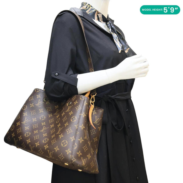 LOUIS VUITTON Montaigne MM Monogram Canvas Shoulder Bag Brown