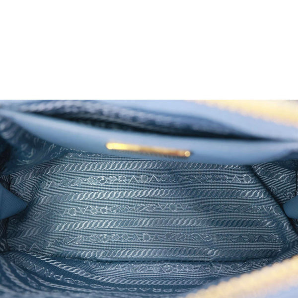 PRADA Promenade Saffiano Lux Leather Shoulder Bag Blue