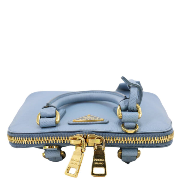 PRADA Promenade Saffiano Lux Leather Shoulder Bag Blue