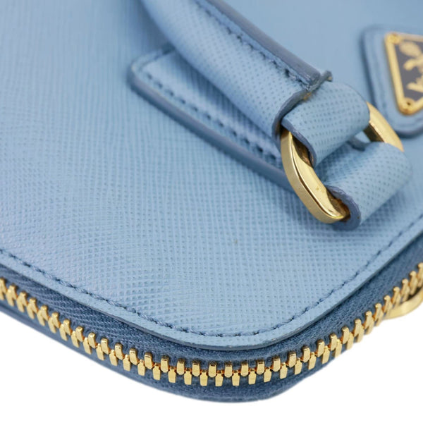 PRADA Promenade Saffiano Lux Leather Shoulder Bag Blue
