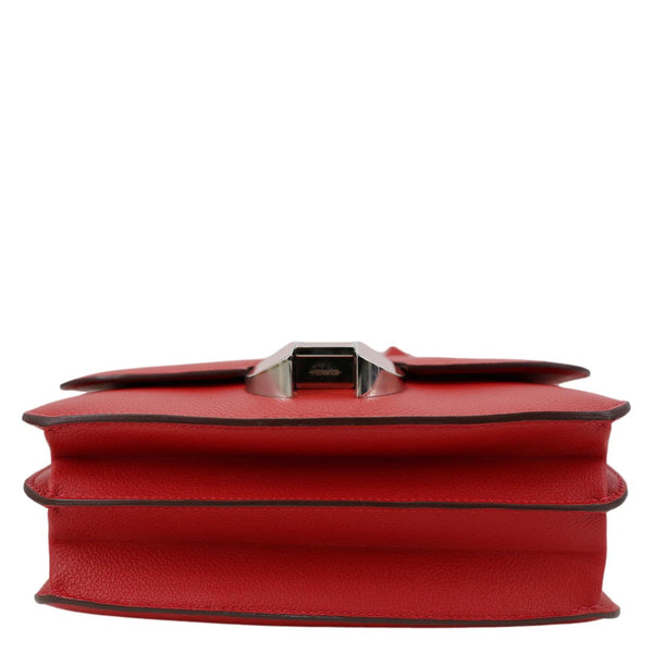 HERMES 2002 Evercolor 20 Calfskin Leather Shoulder Bag Rouge De Coeur
