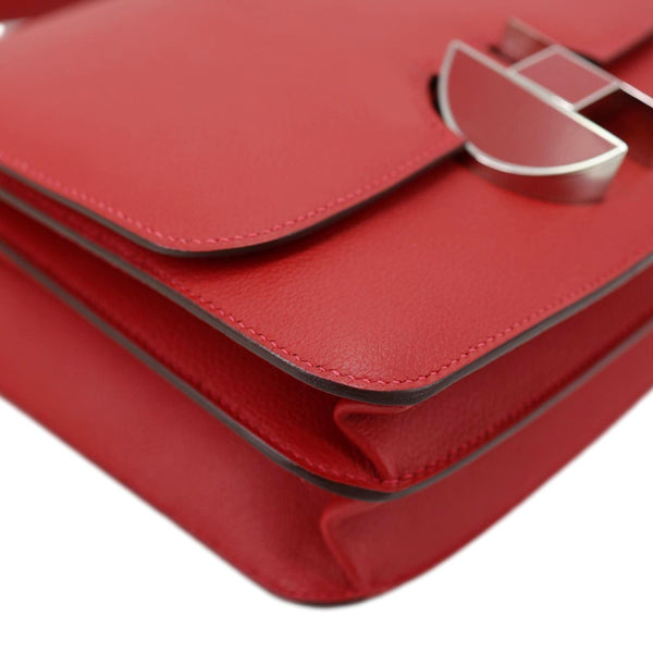 HERMES 2002 Evercolor 20 Calfskin Leather Shoulder Bag Rouge De Coeur