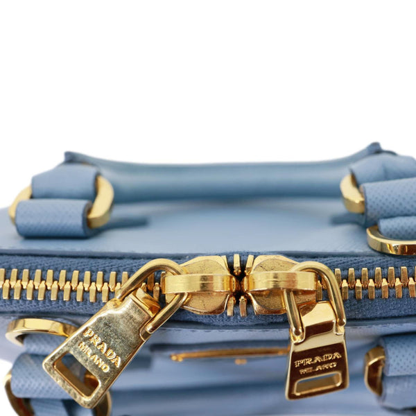 PRADA Promenade Saffiano Lux Leather Shoulder Bag Blue