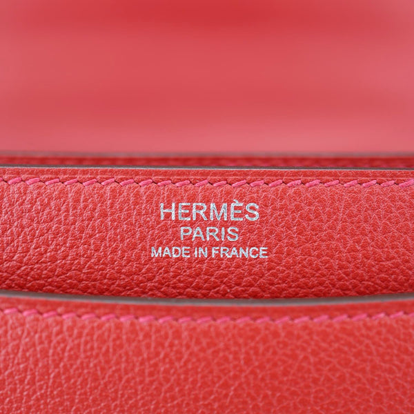 HERMES 2002 Evercolor 20 Calfskin Leather Shoulder Bag Rouge De Coeur