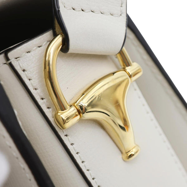 GUCCI Horsebit 1955 Small Leather Shoulder Bag Off White 602204