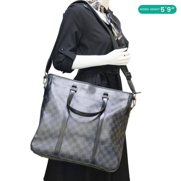 LOUIS VUITTON Tadao Damier Graphite Shoulder Bag Black