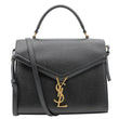 YVES SAINT LAURENT Cassandra Medium Grain De Poudre Top Handle Shoulder Black