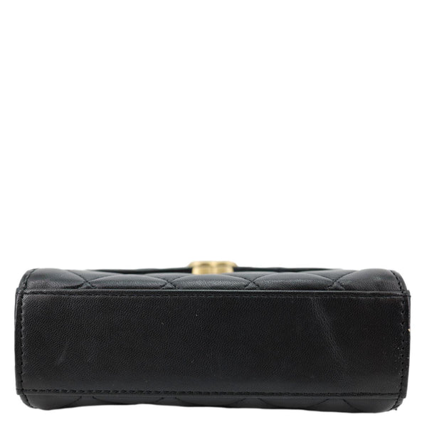 Chanel Enamel Top Handle Flap Quilted Lambskin Leather Crossbody Bag Black