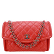 CHANEL Geometric Flap Large Lambskin Quilted Leather Crossbody Bag Red