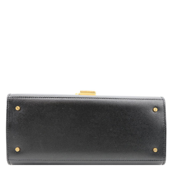 YVES SAINT LAURENT Cassandra Medium Grain De Poudre Top Handle Shoulder Black