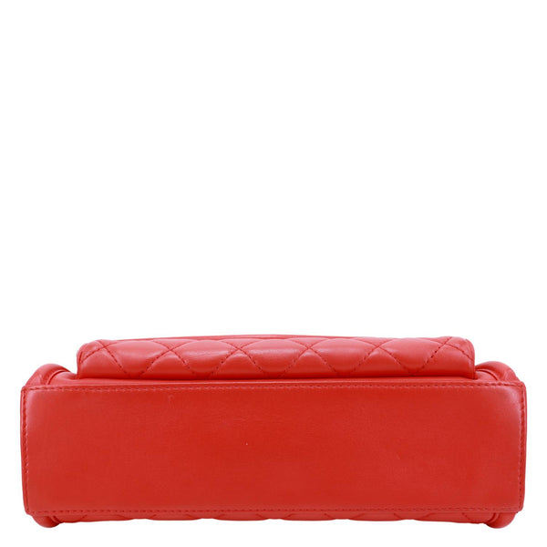 CHANEL Geometric Flap Large Lambskin Quilted Leather Crossbody Bag Red