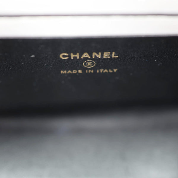 Chanel Enamel Top Handle Flap Quilted Lambskin Leather Crossbody Bag Black
