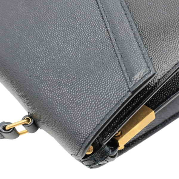 YVES SAINT LAURENT Cassandra Medium Grain De Poudre Top Handle Shoulder Black