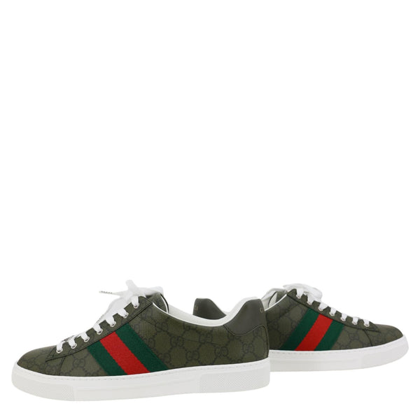 GUCCI Ace Web GG Supreme Canvas Sneakers Deep Green 760775 Size 8.5