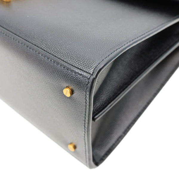 YVES SAINT LAURENT Cassandra Medium Grain De Poudre Top Handle Shoulder Black