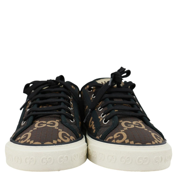 GUCCI Tennis 1977 GG Monogram Canvas Low Sneakers Size 8.5 Brown