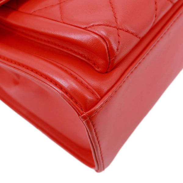 CHANEL Geometric Flap Large Lambskin Quilted Leather Crossbody Bag Red