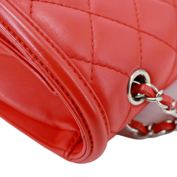 CHANEL Geometric Flap Large Lambskin Quilted Leather Crossbody Bag Red