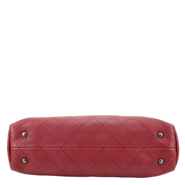 CHANEL Urban Small Grained Vegetal Calfskin Leather Shopping Tote Bag Burgundy
