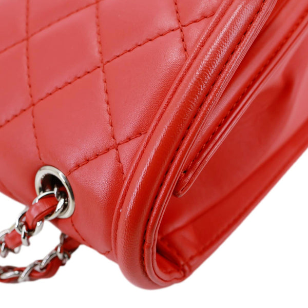 CHANEL Geometric Flap Large Lambskin Quilted Leather Crossbody Bag Red