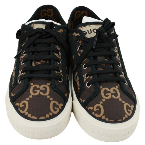 GUCCI Tennis 1977 GG Monogram Canvas Low Sneakers Size 8.5 Brown