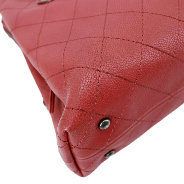 CHANEL Urban Small Grained Vegetal Calfskin Leather Shopping Tote Bag Burgundy