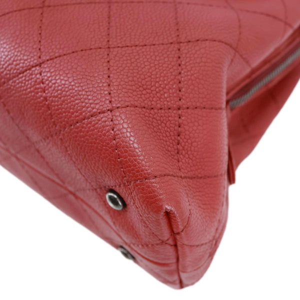 CHANEL Urban Small Grained Vegetal Calfskin Leather Shopping Tote Bag Burgundy
