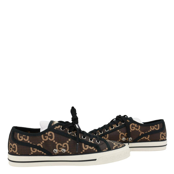 GUCCI Tennis 1977 GG Monogram Canvas Low Sneakers Size 8.5 Brown