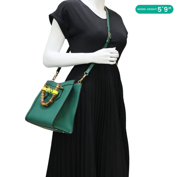 GUCCI Bamboo Diana Small Leather Tote Bag Green 660195