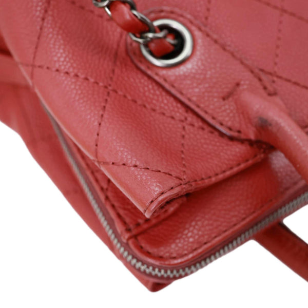 CHANEL Urban Small Grained Vegetal Calfskin Leather Shopping Tote Bag Burgundy