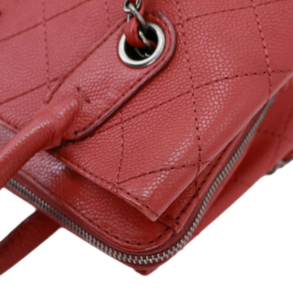 CHANEL Urban Small Grained Vegetal Calfskin Leather Shopping Tote Bag Burgundy