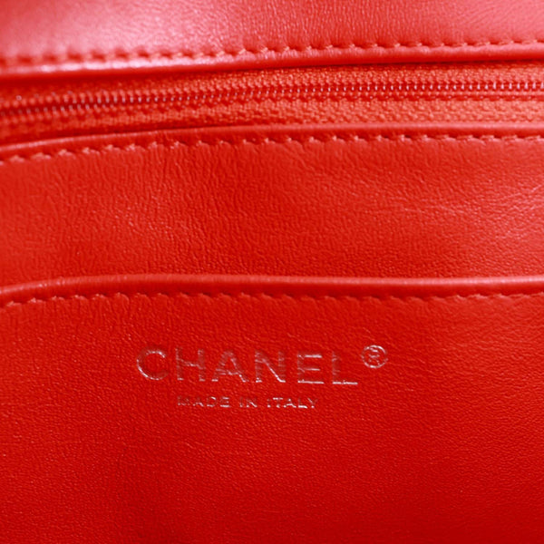 CHANEL Geometric Flap Large Lambskin Quilted Leather Crossbody Bag Red