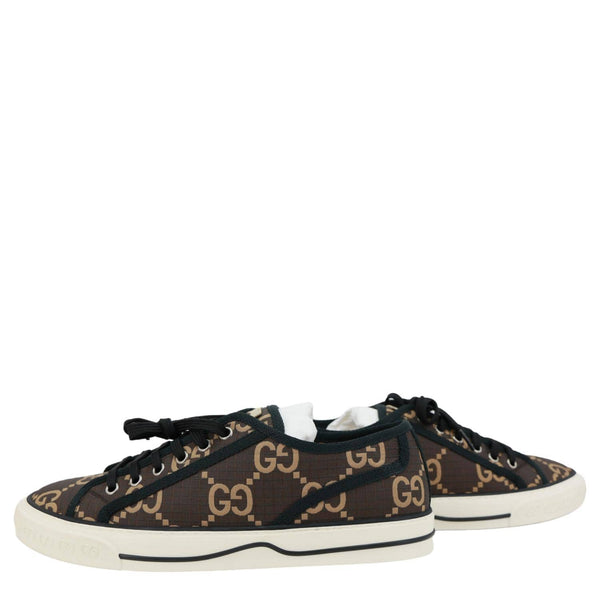 GUCCI Tennis 1977 GG Monogram Canvas Low Sneakers Size 8.5 Brown