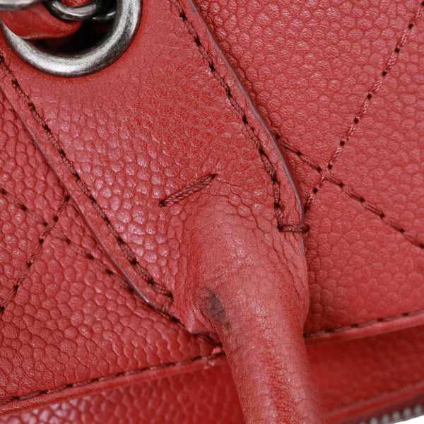 CHANEL Urban Small Grained Vegetal Calfskin Leather Shopping Tote Bag Burgundy